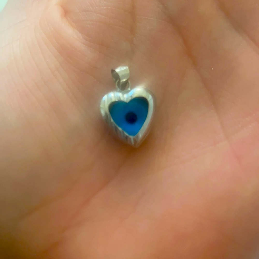 14k white gold evil eye pendant